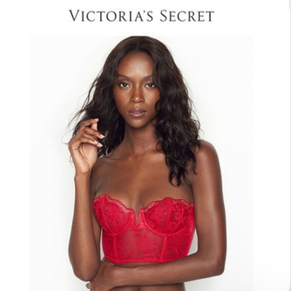 Victoria's Secret Dream Angels Red Lace Corset
Strapless Bustier Top 34D
